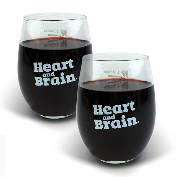 Heart and Brain XL Wine Glass Set of 2 the Awkward Store