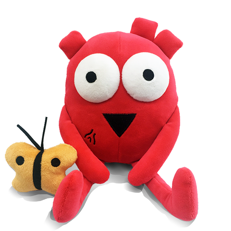 Happy Heart Squeezable Plush with mini Butterfly