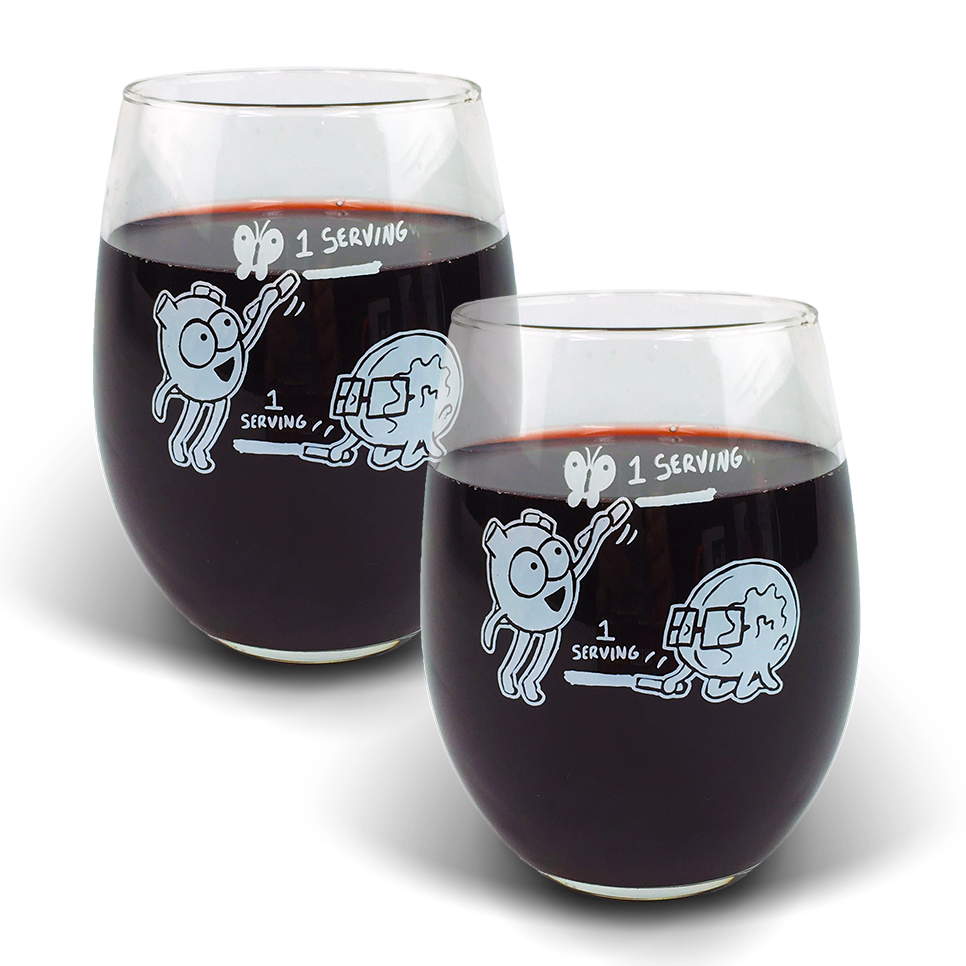 Heart and Brain Serving Lines Wine Glass Set of 2