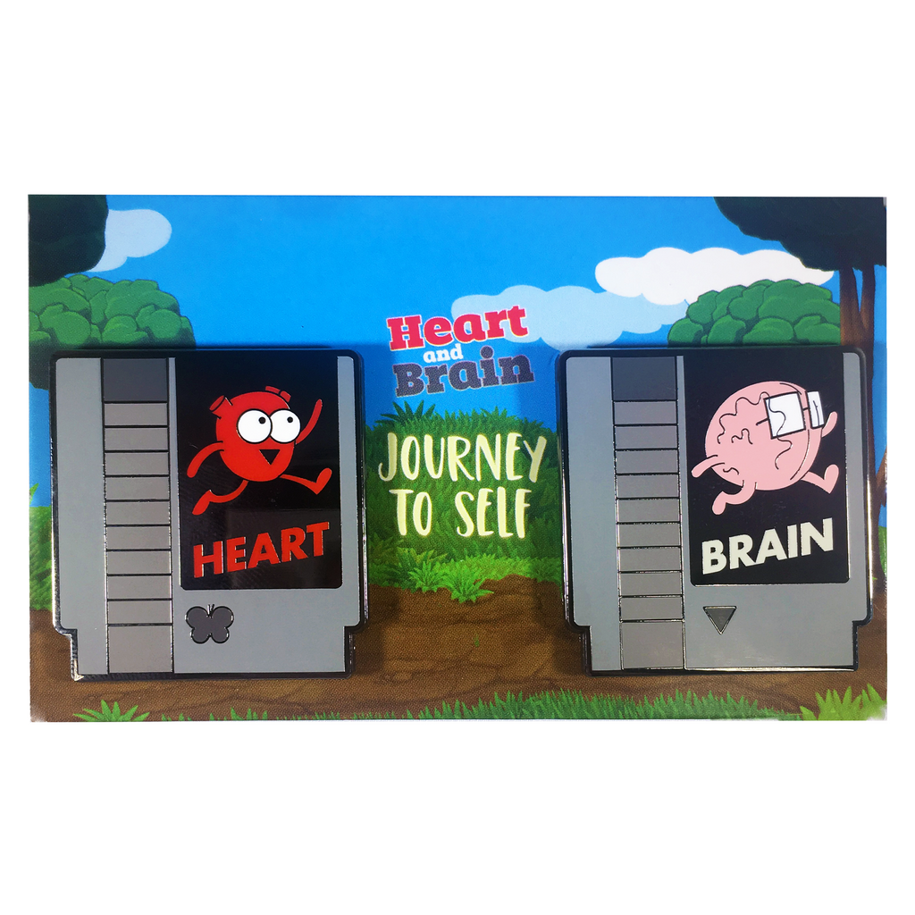 Heart and Brain Cartridge Enamel Pin Set