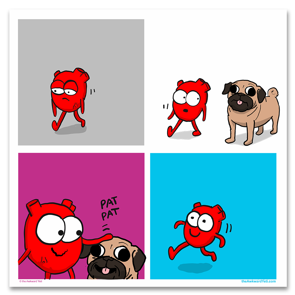 "Heart Plus Dog - Pug Edition" Print